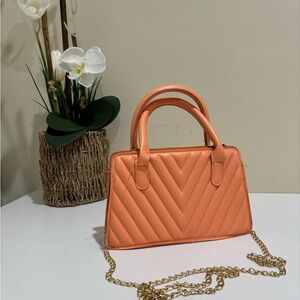 Elegant Orange Quilted Handbag
